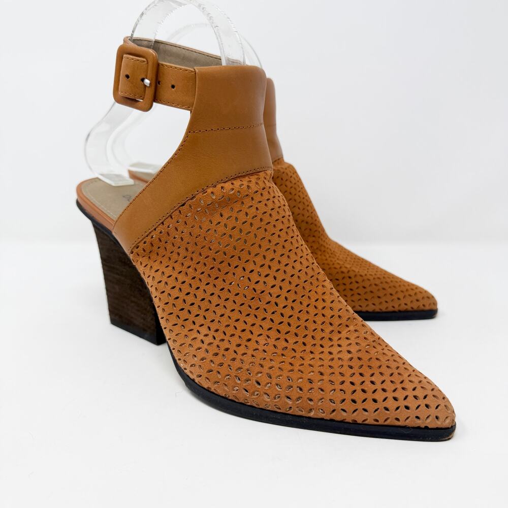 Donald Pliner Orange Perforated Suede High Heel Mules Women's US Size 7 EUC